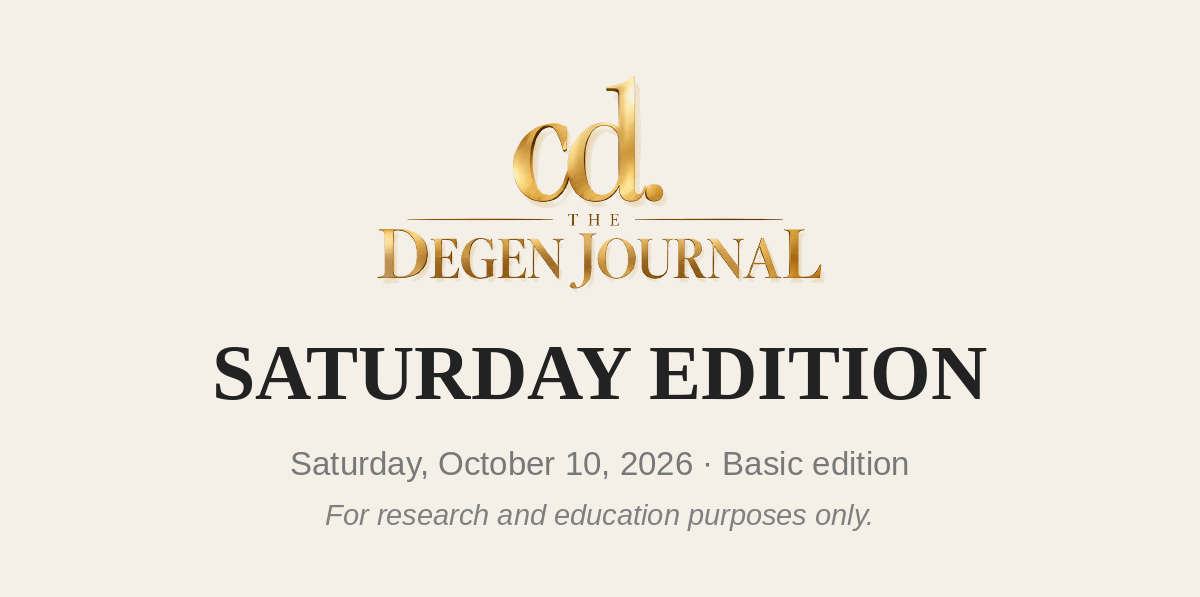 The Degenerates Journal, THE CLOSE, Saturday Basic edition, Saturday October 10, 2026, masthead header.